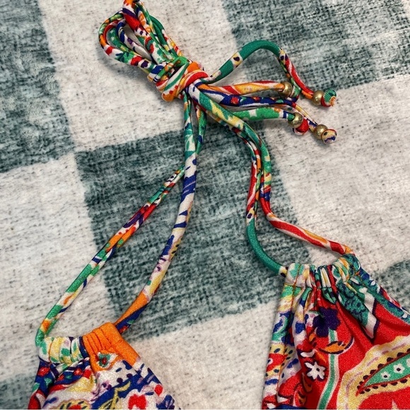 Ralph Lauren Bright Paisley Double String Bikini Triangle Top Medium - Picture 3 of 11